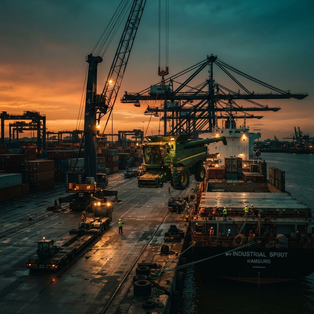 Machinery arriving by sea